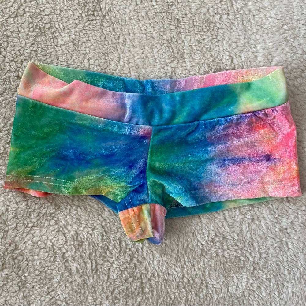 IHeartRaves Tie Dye Velvet Booty Shorts